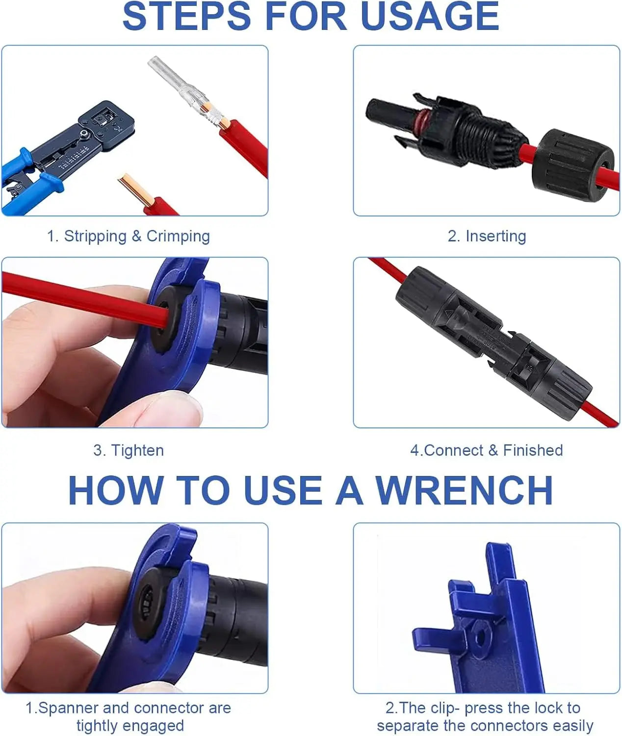 16pcs Solar Connector Kit (10AWG) - Solar Panel Cable Connectors Adapter Male/Female IP68 Waterproof Dustproof Connector