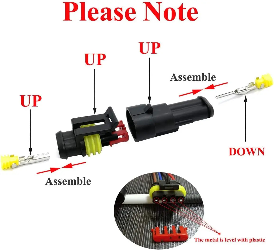 1/2/3/4 pin connector kit, 10 Kit Car Auto Electrical Connectors Series Terminals Water Resisted for Car, Truck, Boat