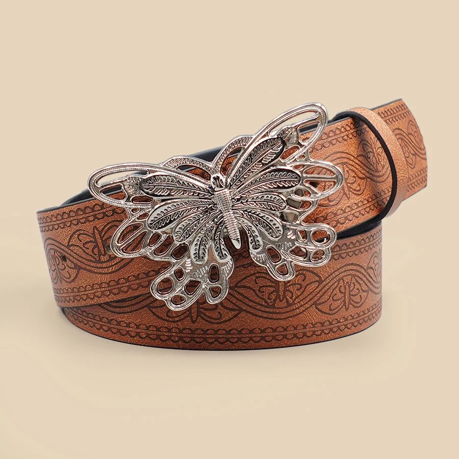 Y2K Vintage Street Style Belt - Hot Girl Butterfly Buckle Waistband for Women, Perfect for Daily Wear, Office & Casual Outfits