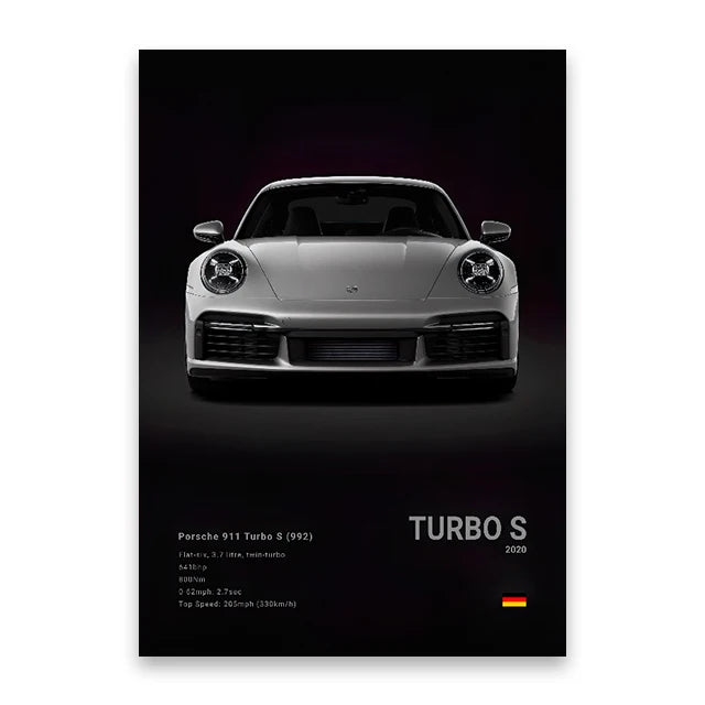 911 Porsche Turbo S Print Famous Brand Cars Canvas Wall Poster Room Decor