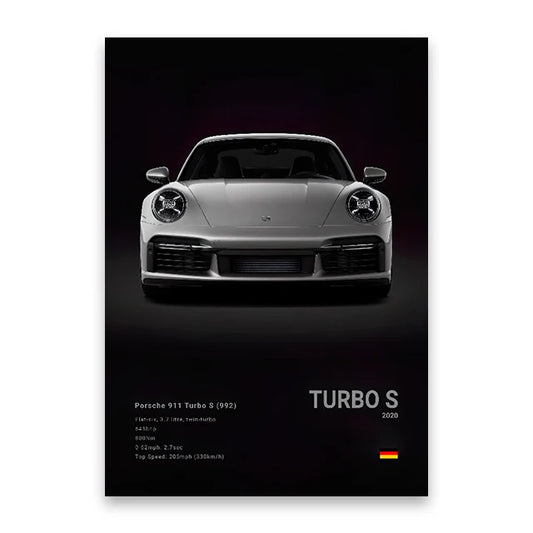911 Porsche Turbo S Print Famous Brand Cars Canvas Wall Poster Room Decor