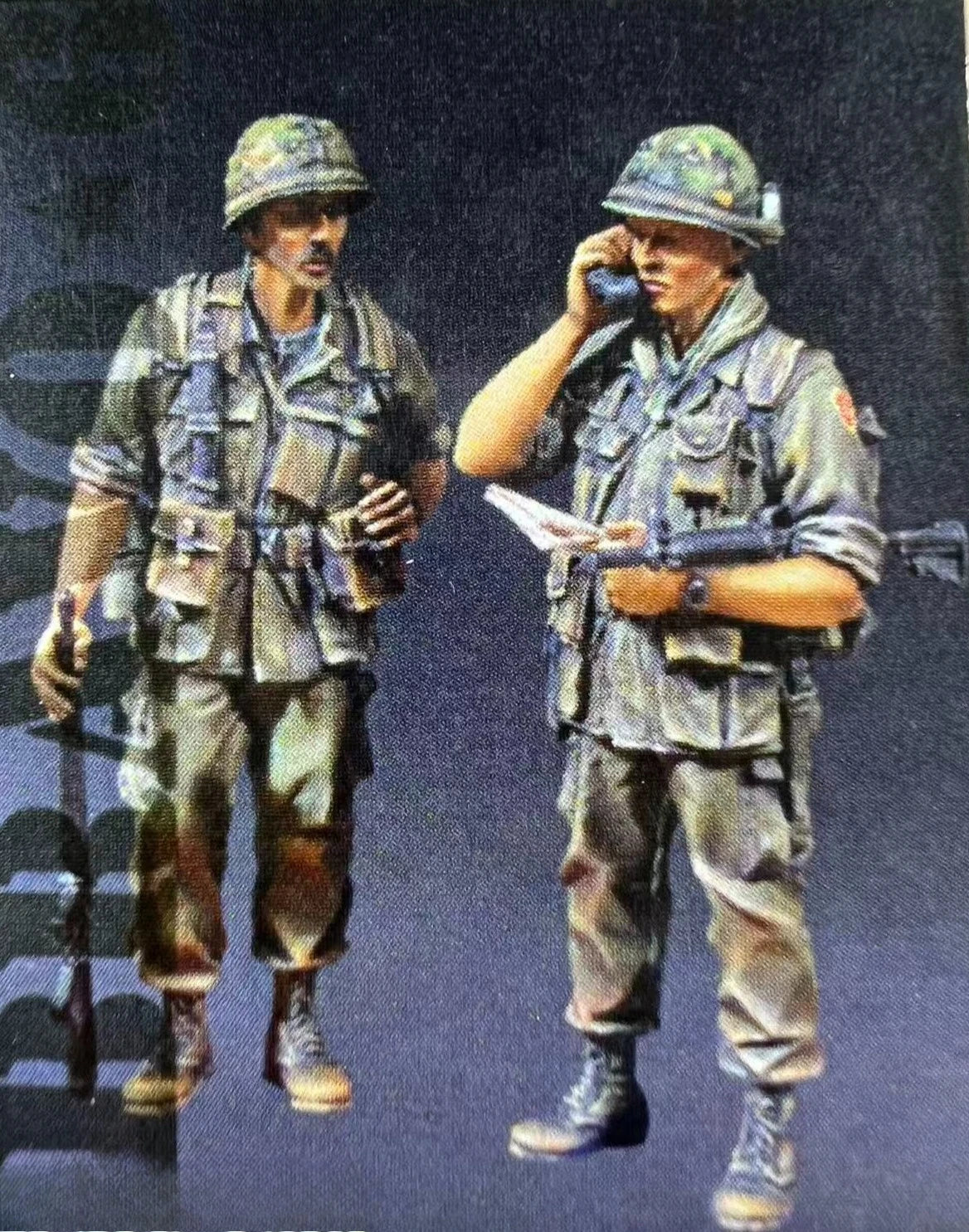 Top secret 1/35 cast resin model US infantry officer in Vietnam model 2-person scene model toy unpainted