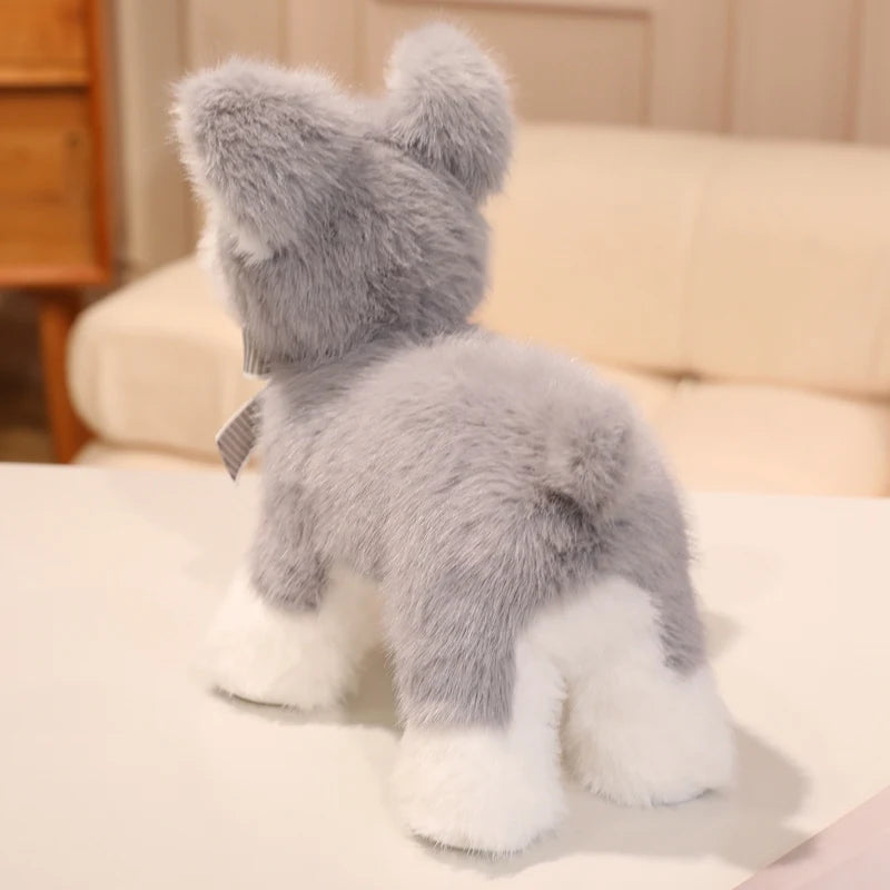 Hot sales Lovely Schnauzer Dog Plush Toy Soft Simulation Stuffed Animal Toys For Boys Cute Photo Props Girls Birthday Gift 30cm