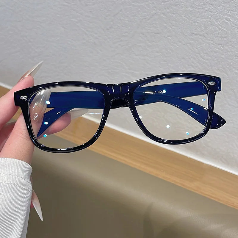 JNPCXI Vintage Real Photo Square Glasses Frame Women Fashion Clear Anti-Blu-Ray Lens Eyewear Men Optical Frame