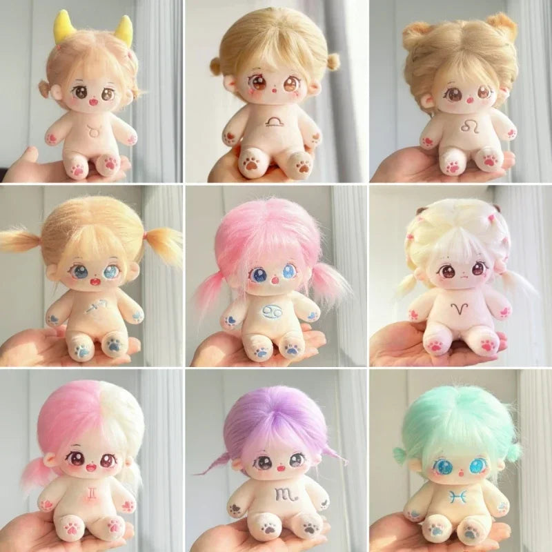 20cm Kawaii Plush Cotton Doll Cute Lovely Naked Stuffed Toy DIY Zodiac Idol Dolls Girls Kids Girlfriends Collection Gift