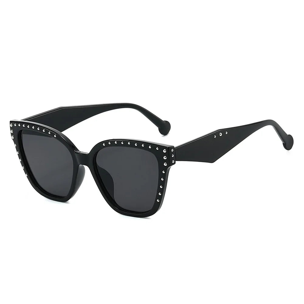 JNPCXI New Square Women Sunglasses Shades UV400 Fashion Clear Lens Frame Retro Rivet Men Leopard Green Sun Glasses