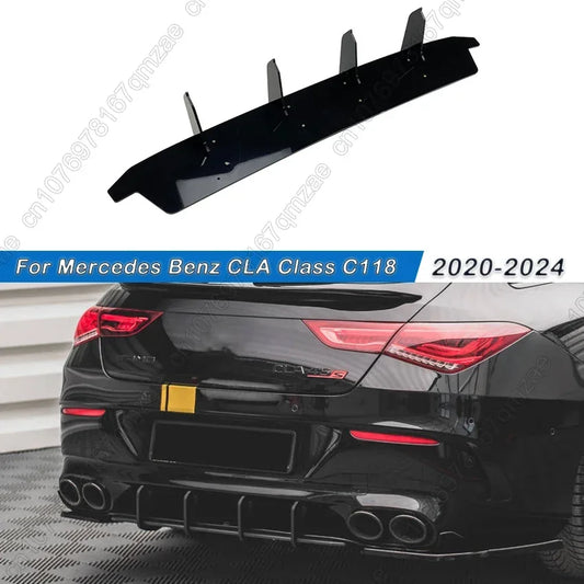 For Mercedes Benz CLA Class C118 CLA35 CLA45 AMG 2020-2024 Rear Bumper Diffuser Spoiler Splitter Lip Canard Body Kit ABS Black