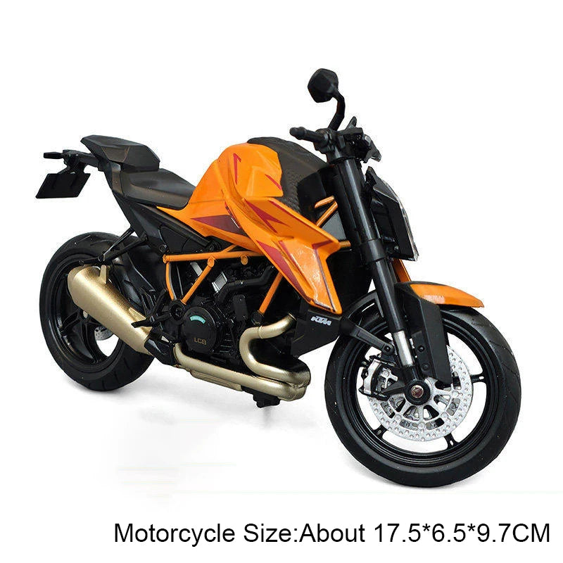 1:12 KTM 1390 KTM RC 390 Alloy Model Toys Car Diecast Motorcycle Front Wheel Steering Shock Absorption Vehice Kids Birthday Gift
