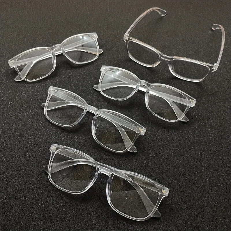 5 Pairs of Unisex Retro Lightweight Transparent Frame Flat Lenses Suitable for Leisure Business Work Meetings