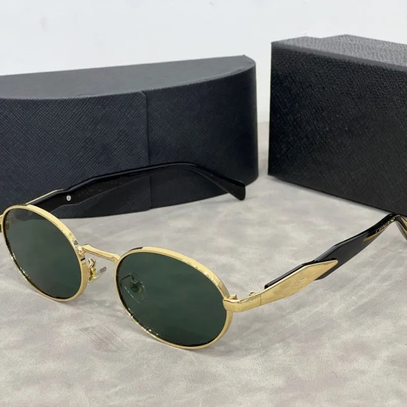Retro Metal Full Frame Sunglasses Unisex Spring Hinge Fashion UV400 Eyewear
