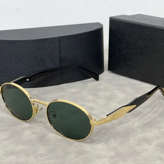 Retro Fashion Metal Round Frame Sunglasses Unisex Street Snap Slimming Large Face Women's Men's Popular Sun Glasses
