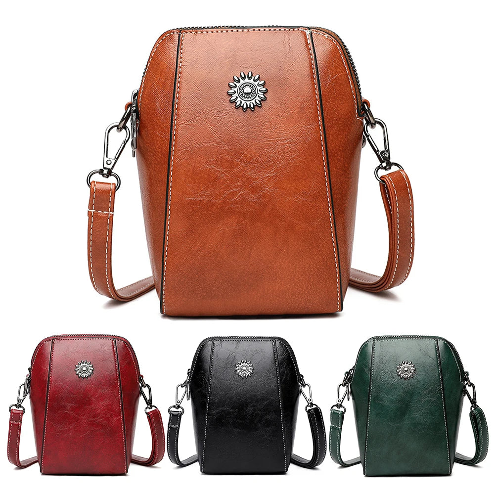 Messenger Color PU Bag Waterproof Scratch-Resistant Versatile Zipper Crossbody