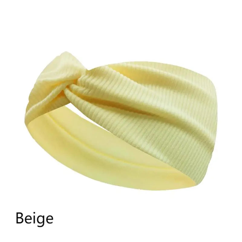 A Silky Threaded Fabric Twist Headband Yoga Workout Running Sport Elastic Hair Bands for Women's Turban Hair Wrap for Girls