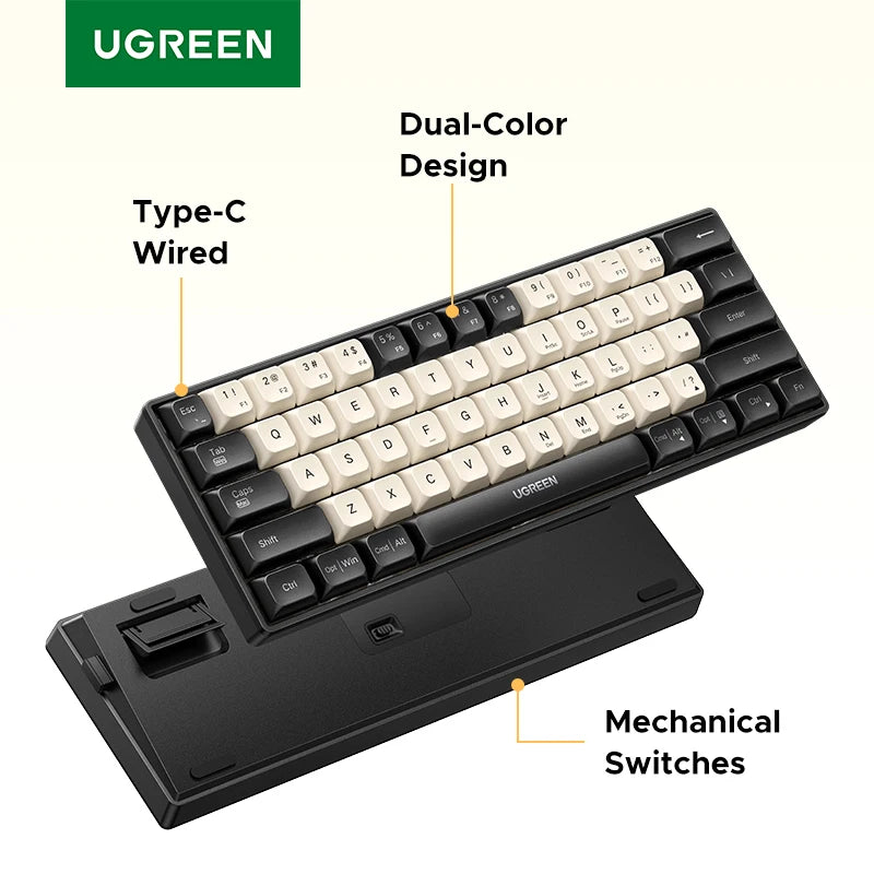 Mechanical Wired Keyboard 61 PBT Keycaps Russian/EN Laptop Windows Mac OS Gamin