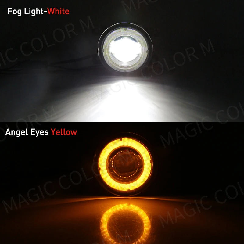 For Ford Focus Fusion Fiesta Ranger C-Max Transit Tourneo EcoSport Edge Angel Eye Fog Light Car DRL Fog Driving Lamp LED Lens