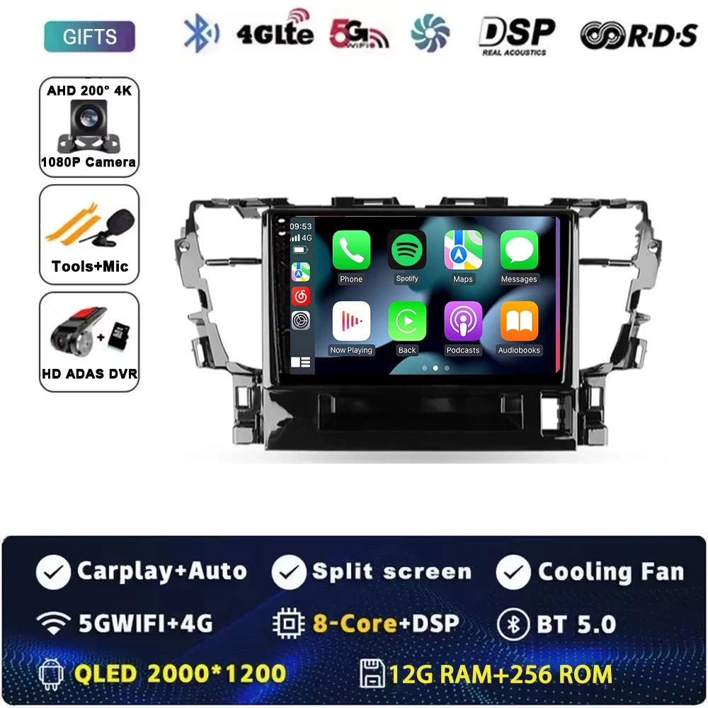 For Toyota Alphard H30 2015 - 2020 Android 15 Car Radio GPS Navigation QLED Carplay Auto Multimedia Stereo Player BT