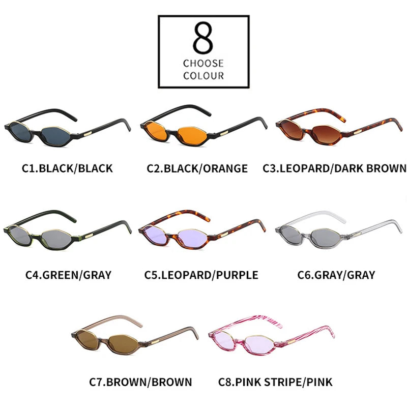 JNPCXI New Semi-Metal Polygon Cat Eye Women Orange Sunglasses Fashion Candy Color Shades UV400 Men Sun Glasses