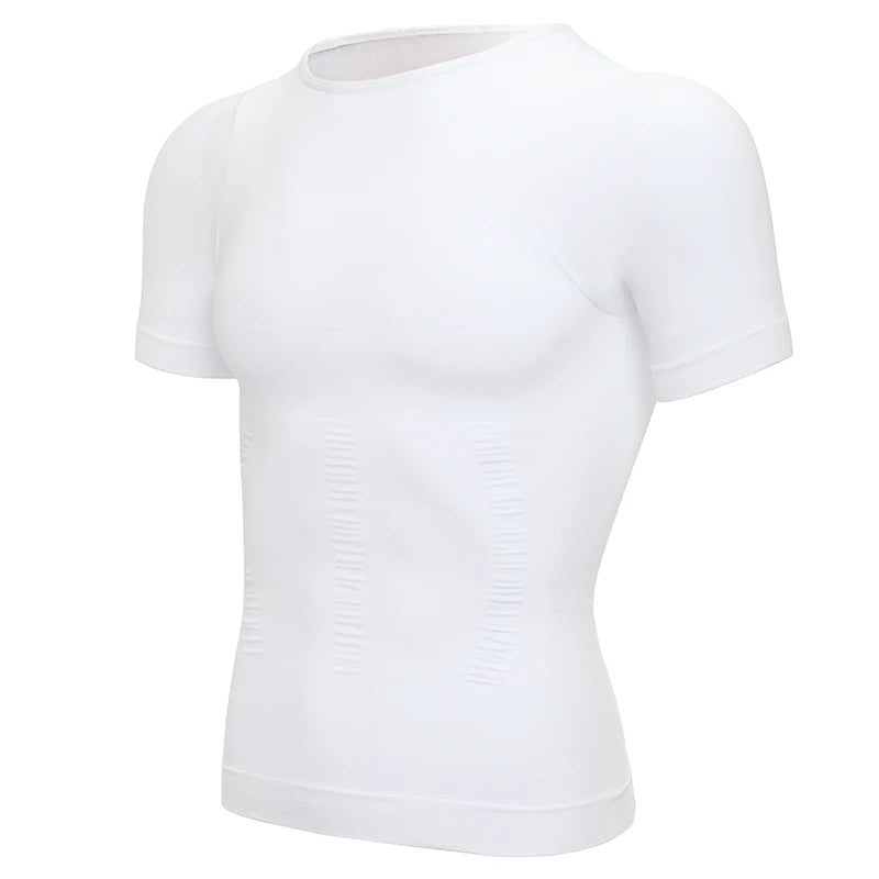 White Body Shaper Compression Shirt Slimming Undershirt Waist Trainer Shapewear