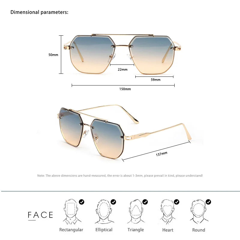Caterside New Polygon Metal Frame Men's Sunglasses Fashion Simple Vintage Women Sun Glasses UV400 Driving Fishing The Best Gift