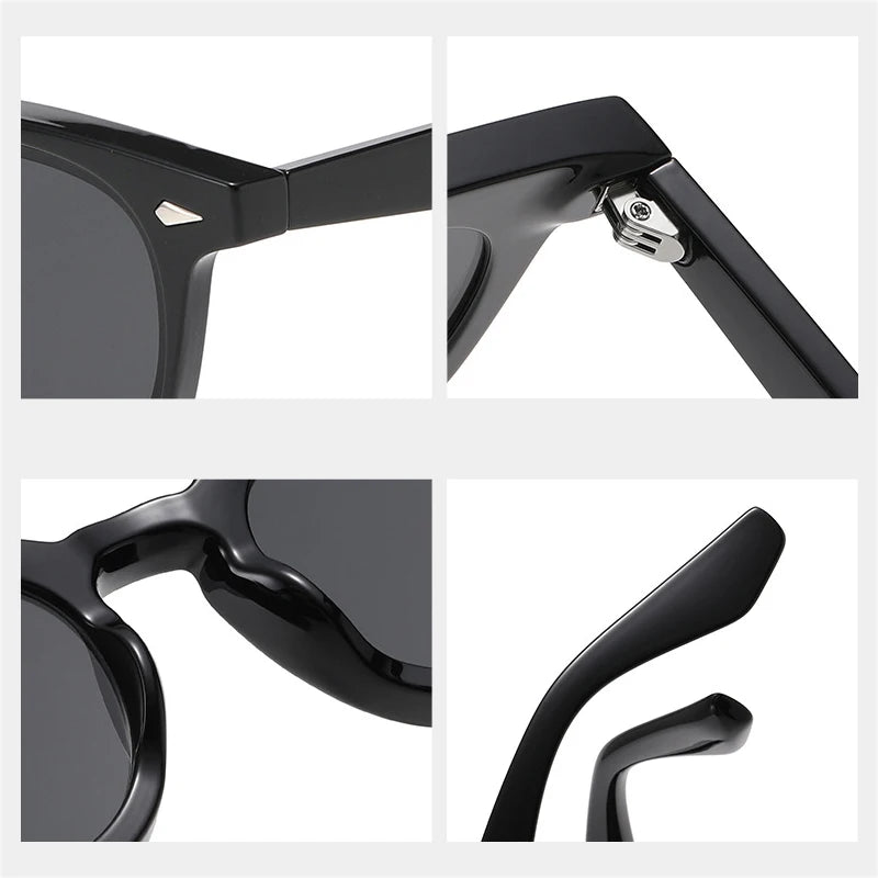 JNPCXI New Fashion Oval Sunglasses Women Quality Retro Rivets Blue Black Shades UV400 Men Trending Sun Glasses