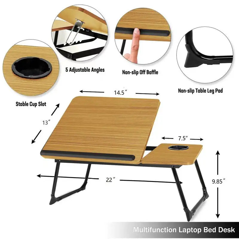 Portable Foldable Laptop Bed Desk Lap Working Small Adjustable Table For Writing