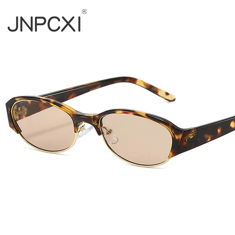 JNPCXI New Ins Popular Fashion Oval Sunglasses Women Retro Punk Shades UV400