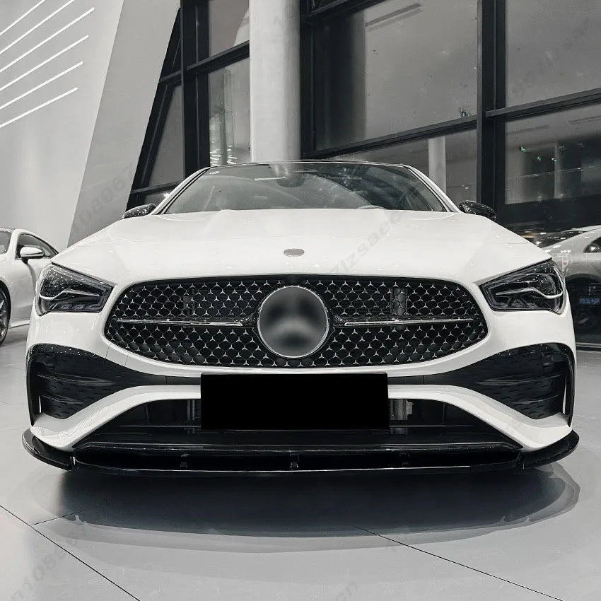Car Front Bumper Lip Splitter Diffuser Spoiler For Mercedes Benz CLA Class C118 X118 W118 AMG 2024-2026 Guard Tuning Gloss Black