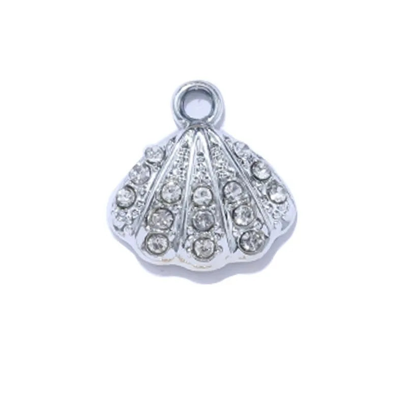 10Pcs Gold Plated Crystal Shell Starfish Charm Pendant for Jewelry Making Bracelet Necklace DIY Accessories Craft Findings