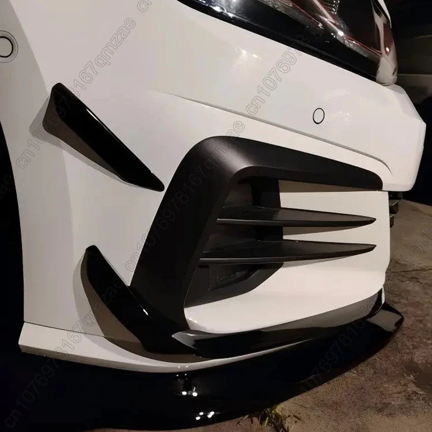 For Volkswagen Golf 7.5 MK 7.5 GTI GTD 2017-2020 RevoZport Style Front Bumper Side Vent Spoiler Aero Kit Canards Gloss Black