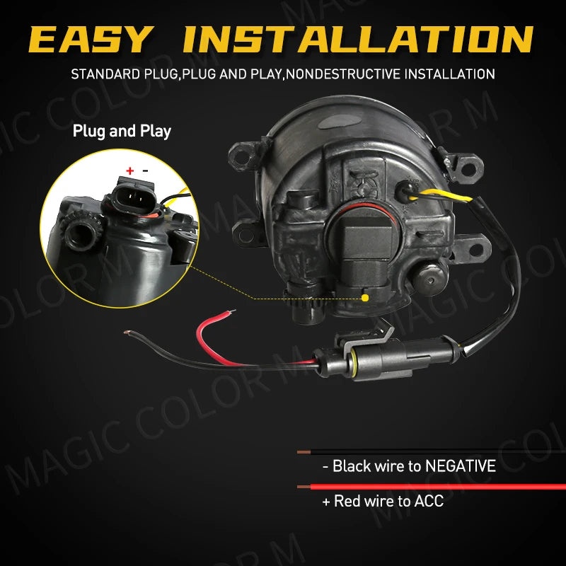2 Pcs Angel Eye Fog Light For Toyota Highlander Kluger Avalon Prius C-HR CHR Estima 4Runner Car LED Len DRL Daytime Running Lamp