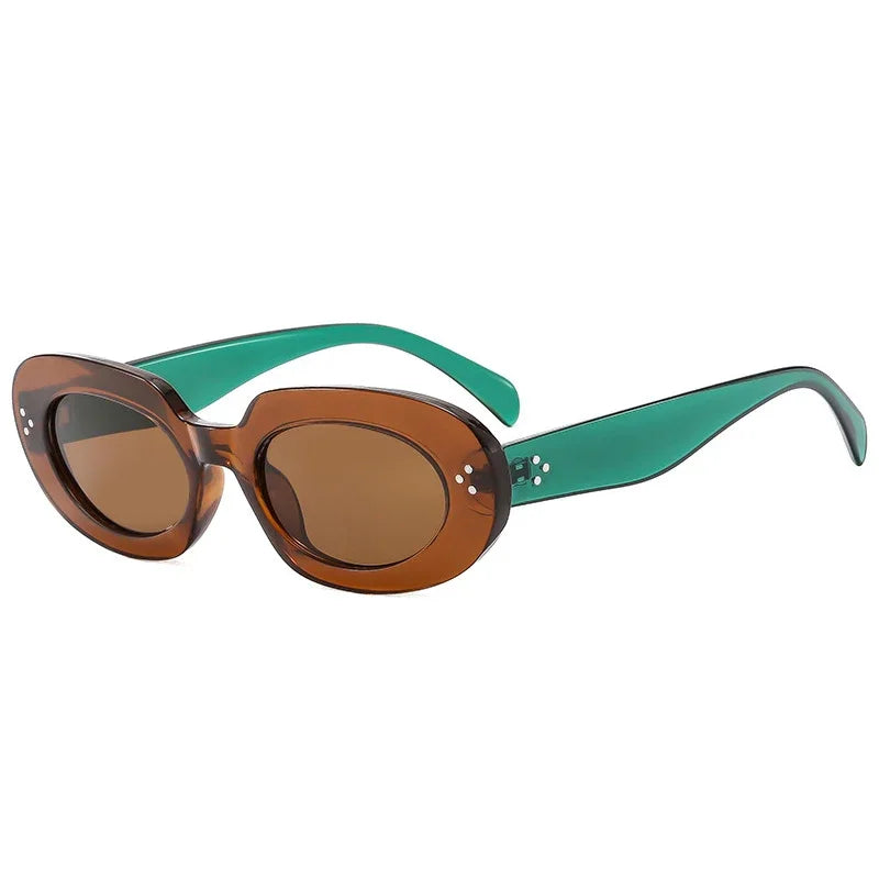 JNPCXI New Oval Women Fashion Sunglasses Shades UV400 Retro Punk Rivets Men Sun Glasses
