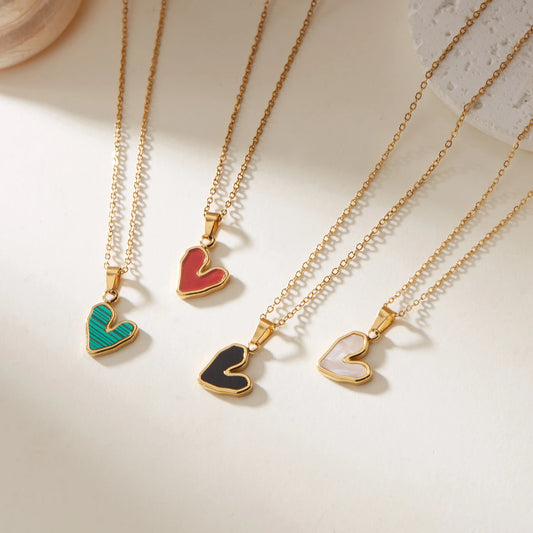 Stainless Steel Love Heart Pendant Necklace For Women Gold Color Fashion Neck Chain Female Choker Collar Jewelry Birthday Gifts
