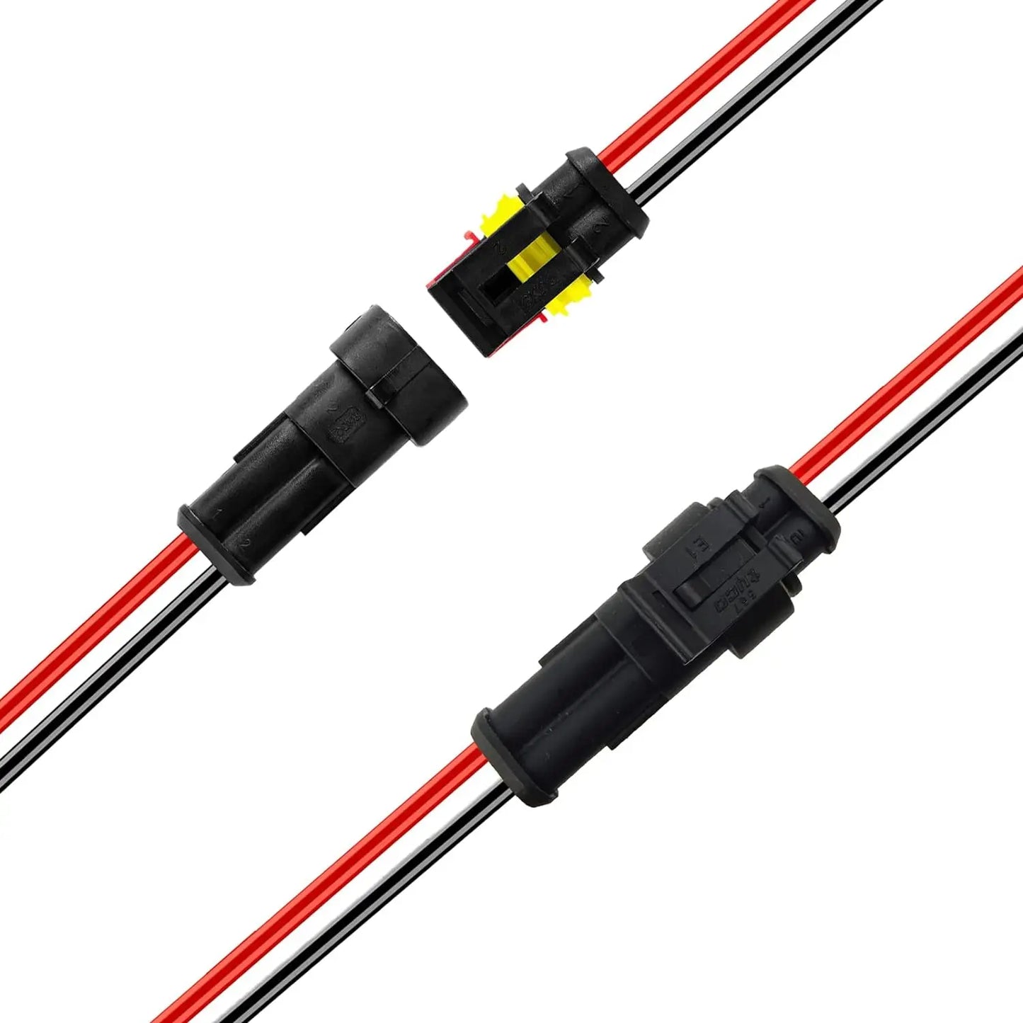 5sets 2Pin Way 16 AWG Waterproof Electrical Connectors, Male and Female Way 16 AWG Wire Harness Plug Socket Kit for Car Boat