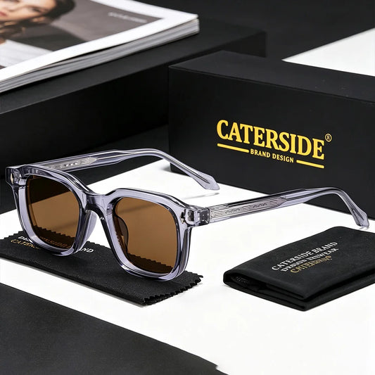 CATERSIDE New Vintage Men's Sunglasses with High-Quality Square Frame Brand Design Women's Outdoor Travel Driving Glasses UV400