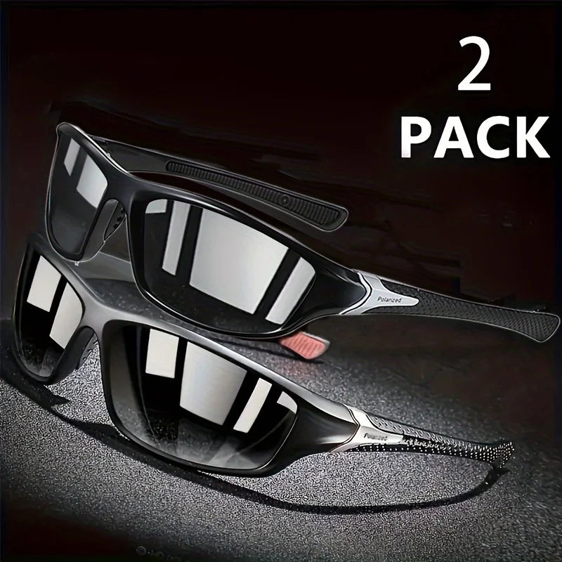 2pcs Set Men'S Classic Oval Glasses Fashion Sunglasses Casual Outdoor Sports Riding Glasses Ideal Choice for Holiday Gifts