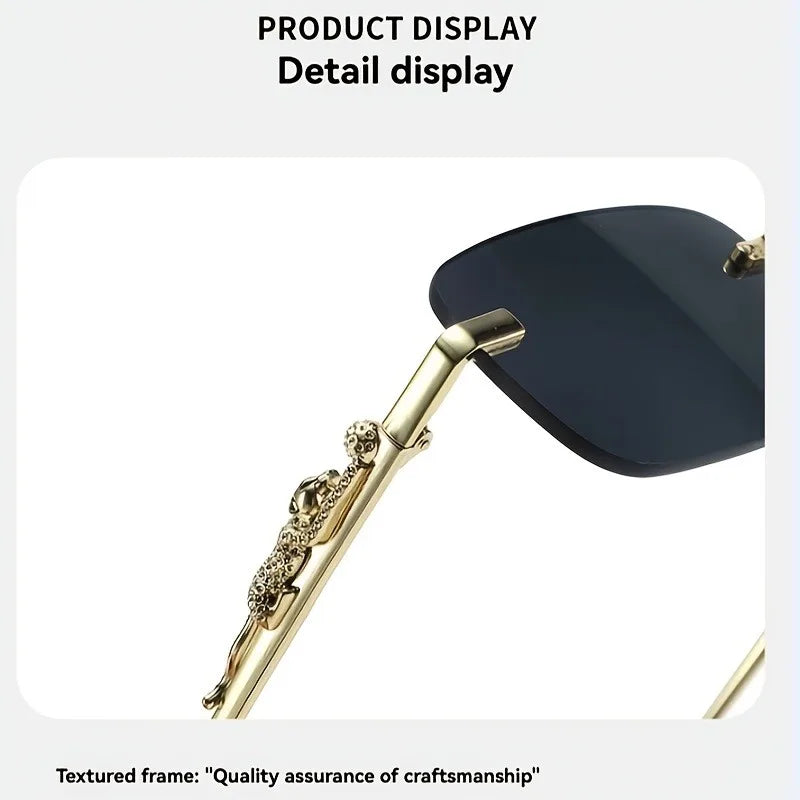 Stylish Square Frameless Metal Glasses, Fashionable Summer Decorative Eyewear for Men and Women