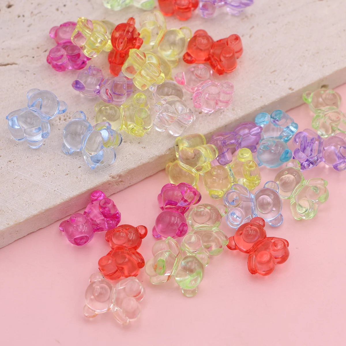 30pcs Random Mix Transparent Colorful Bear Beads for Jewelry Making DIY Necklace Bracelet Key Chain Earrings Accessories