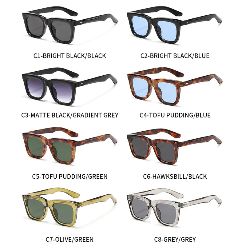 JNPCXI New Square Rivets Women Sunglasses Black Blue Shades Fashion Clear Lens Frame Men Sun Glasses UV400