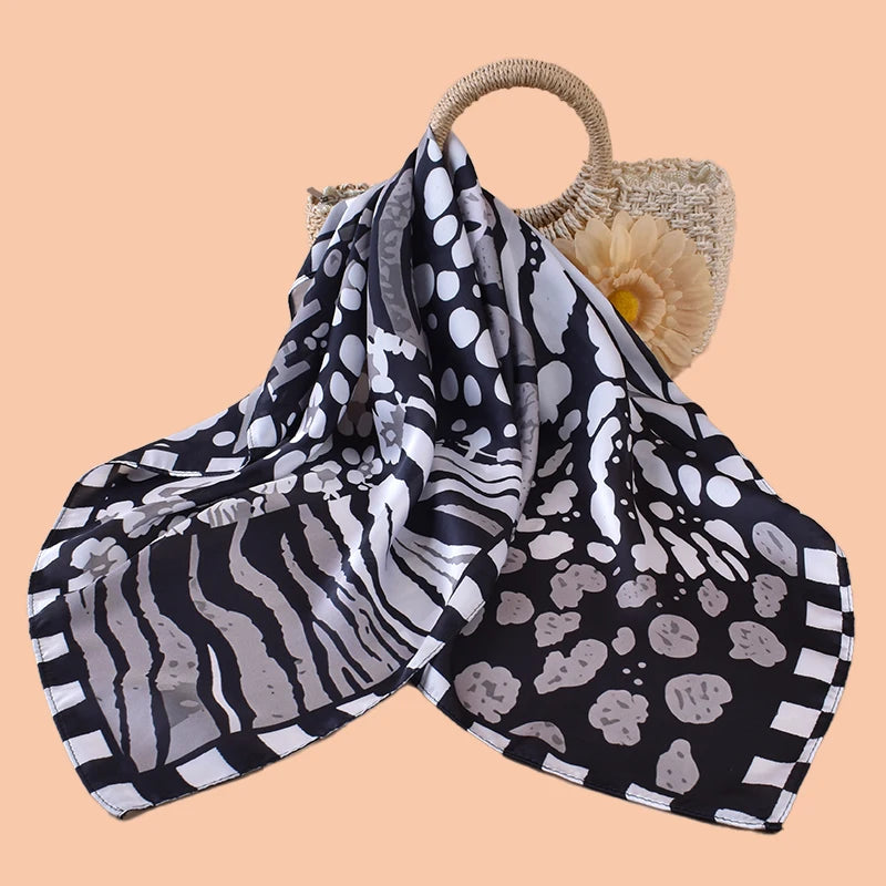 1PC Women's Spot Print Thin Satin Silk-Like Square Scarf Bohemian Casual Neck Wrap Lightweight Comfortable Spring Summer Daily