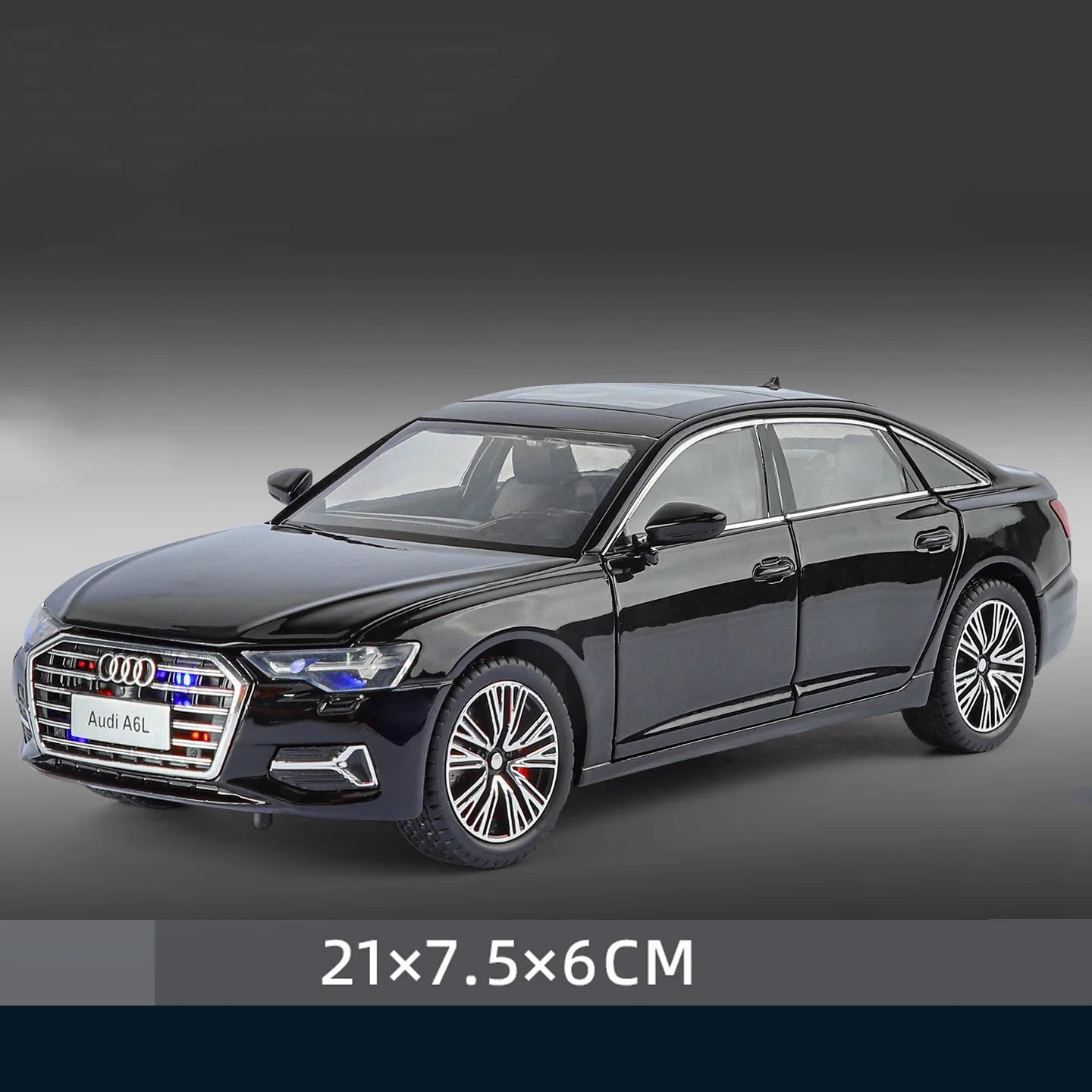 1:24 A6L A6 Miniature Model Toys Alloy Diecast Cars Front Wheel Steering Sound Light Pull Back Doors Opened Vehice for Boys Gift