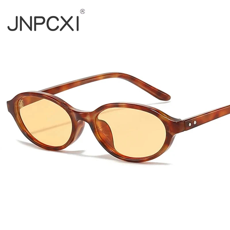 JNPCXI New Small Sunglasses Women Fashion Tea Shades UV400 Retro Rivets Men Punk Sun Glasses