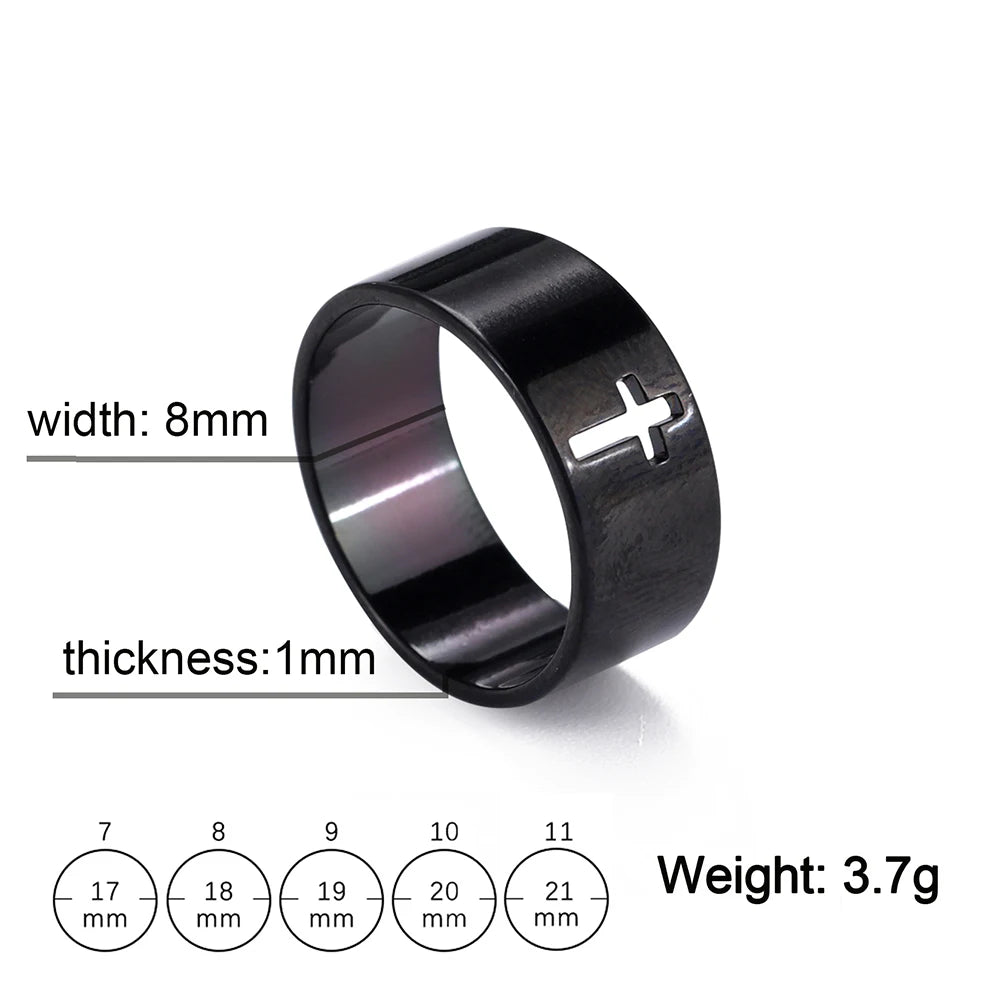 Gothic Cross Couple Ring Black Stainless Steel Silver Jesus Christ Cross Ring