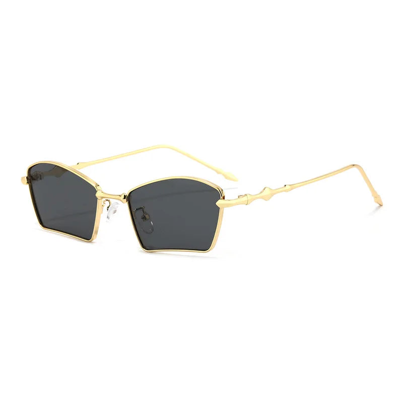 JNPCXI New Polygon Rectangle Women Sunglasses Fashion Gold Tea Gradient Shades UV400 Men Blue Tea Punk Sun Glasses