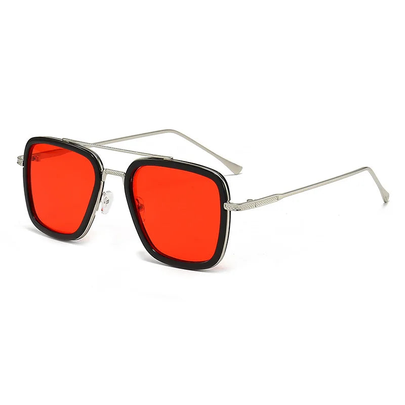 Explosive Double Beam Metal Sunglasses European and American Fashion Box Sunglasses Unisex Trendy Driving Sunshades