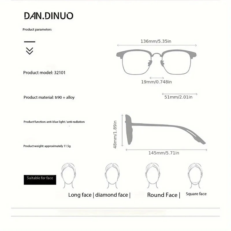 2-Pacs -- The New Ins Retro-Makeup Fashion Premium Blush Glasses Anti-Blue Light Flat Lens