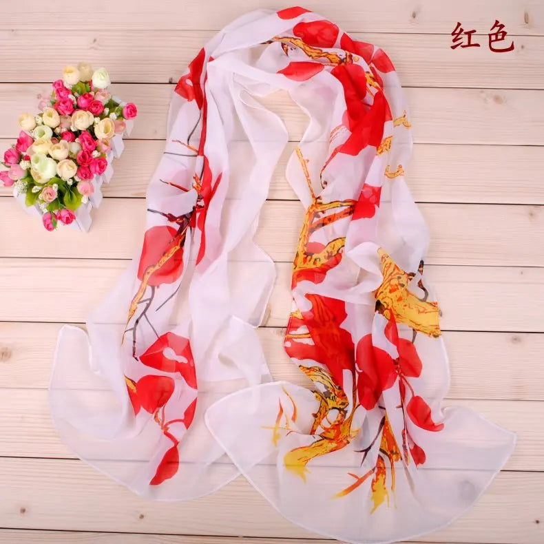 New Fashion Ink Painting Women's Chiffon Printing Long Scarves Wholesale Spring and Summer Yiwu Manufacturer's Small Scarves