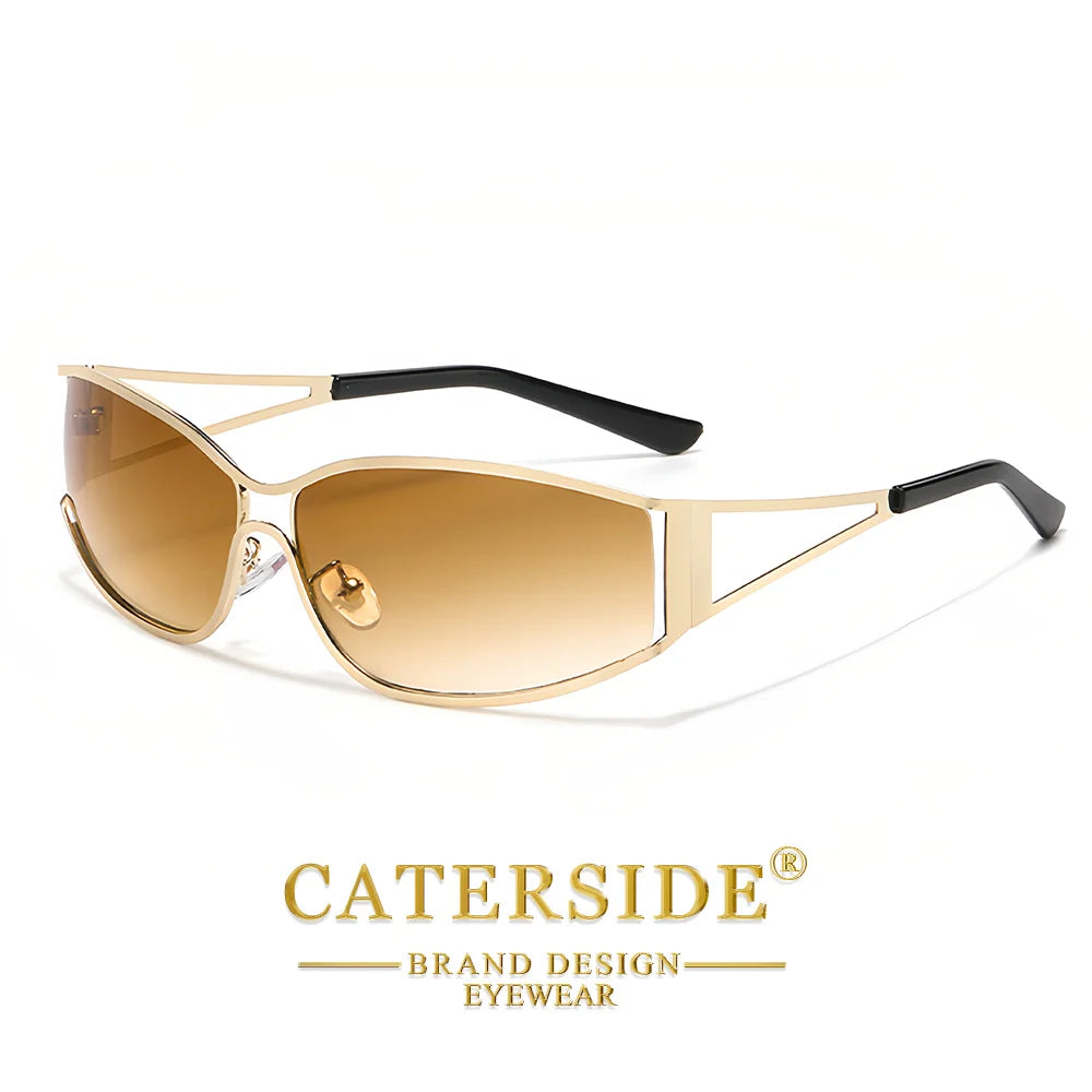 CATERSIDE Men's Punk Sunglasses Brand Design Fashion Technology Retro Sun Glasses Women's Travel Beach Y2K Glasses Gift UV400