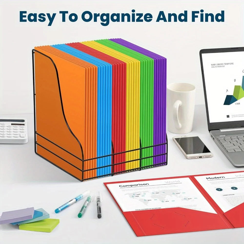12Packs Plastic 2 Pocket Folders, Bulk Heavy Duty Folder in 6 Colors, Durable and Sturdy Folders for School and Office Supplies