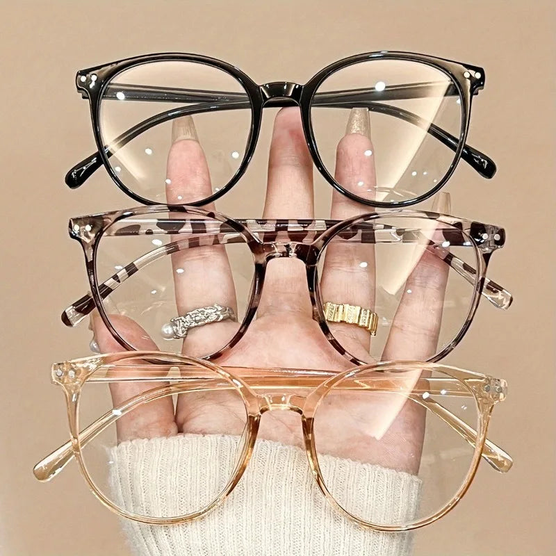 2pcs College Style Ladies Elegant Round Fashion Combination Glasses for Work Commuting Willow Nails Decoration