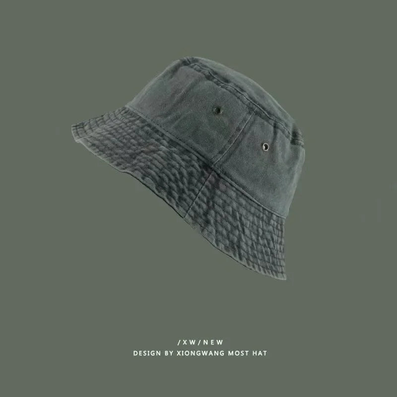 Fashion Washed Denim Hats Unisex Solid Vintage, Fisherman Protection Bucket Hats